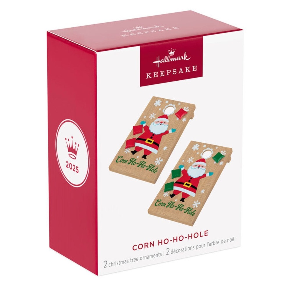 Hallmark Keepsake 2025 Corn Ho-Ho-Hole Santa Cornhole Ornaments Set of 2 NEW